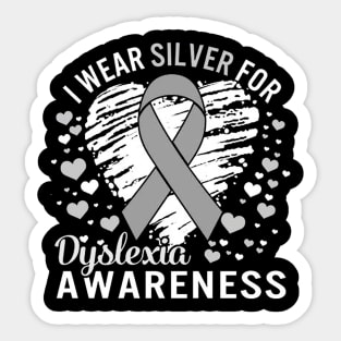 Dyslexia Awareness I Wear Silver Sticker